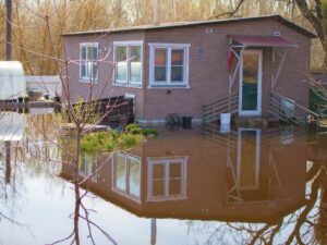 Elevation certificate for a floodplain renovation involving a home surrounded by floodwater in Arlington, Virginia.